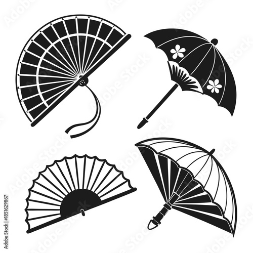 Collection of traditional hand fans