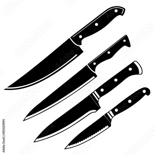 Set of kitchen knives