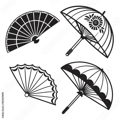 Collection of traditional hand fans