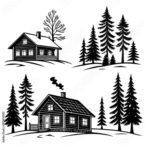 Cozy cabins in the woods