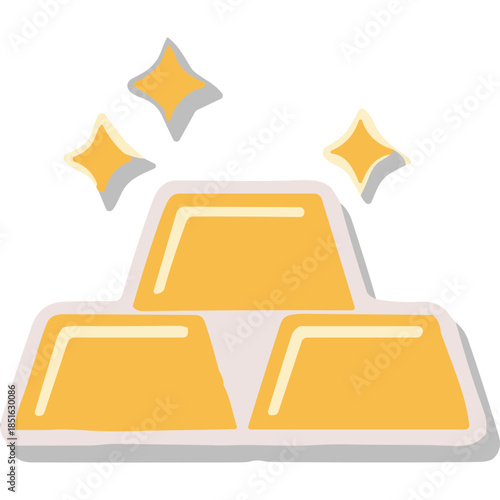 Shiny Gold Bars Icon with Sparkles - Wealth and Riches Symbol