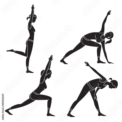 Yoga poses silhouettes