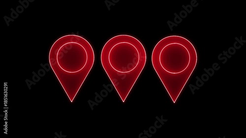 A 3d red heart icon set featuring a passion symbol and vector map pointer marker design isolated on a black button sign for web business location illustration