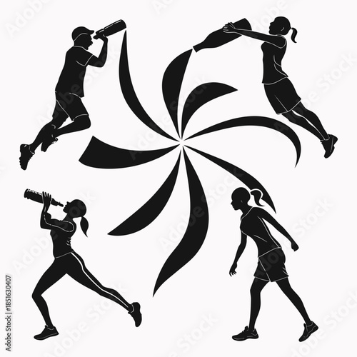 Dynamic silhouettes of athletes