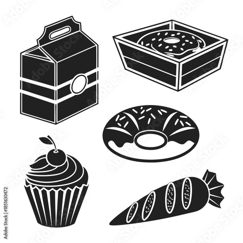 Black and white food icons