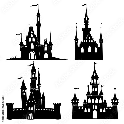 Collection of castle silhouettes