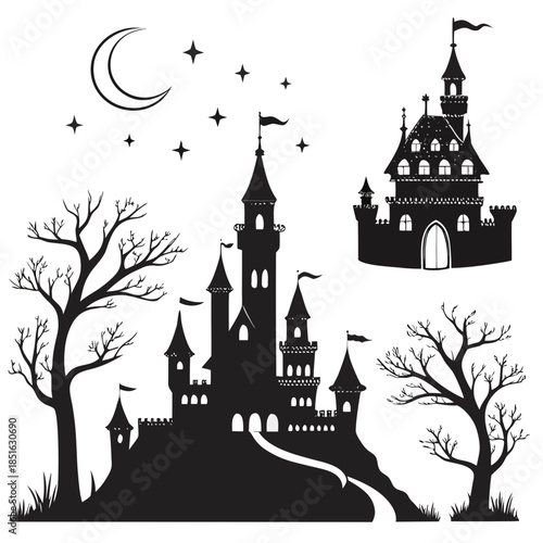 Fantasy castle silhouette