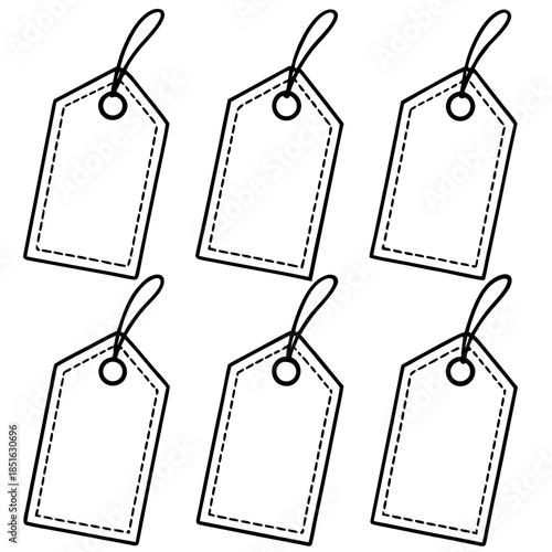 Set of six blank tags