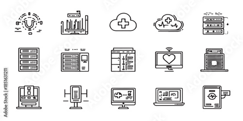 Abstract design with set of icons for web design .The minimalist style makes this icon set perfect for a wide range of digital and print applications, including websites, mobile apps, dashboards etc