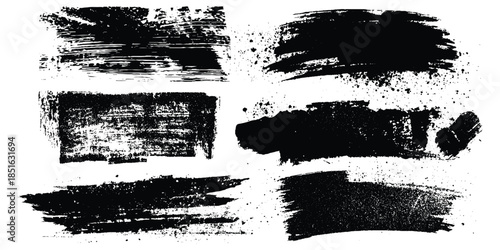 Abstract design with bundle of different ink brush strokes .Paintbrush set template. Grunge brushes collection. Brush stroke paint border in ,Dirty textures of banners, boxes, frames, Painted texture