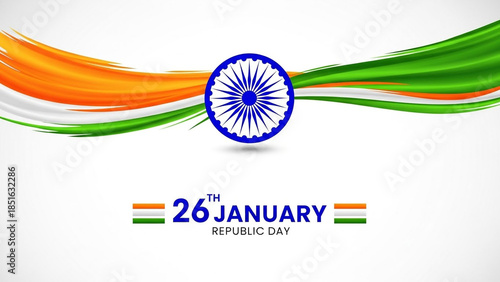 Vibrant Republic Day celebration with Indian flag colors and emblem