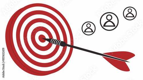 Target with arrow and people icons representing business goals and audience.