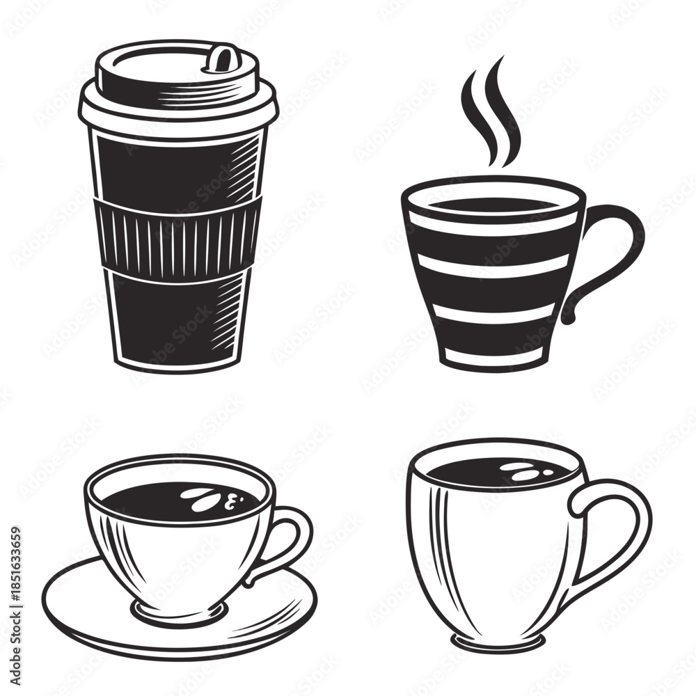 Obraz premium Four different coffee cups