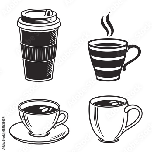 Four different coffee cups
