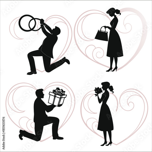 Romantic proposal silhouettes