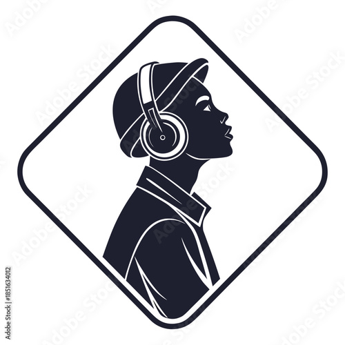 Silhouette of a person listening to headphones