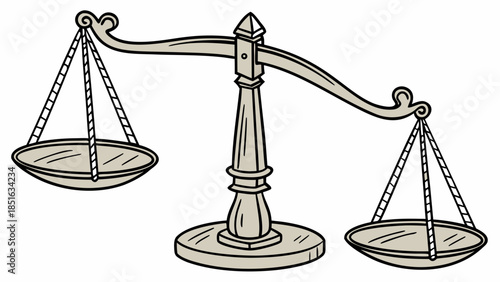 Classic balance scale with one side lower than the other.