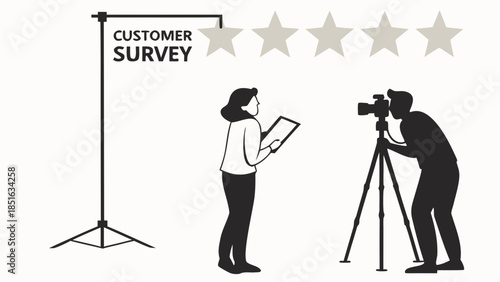 Customer Survey Interview with Videographer and Interviewer.