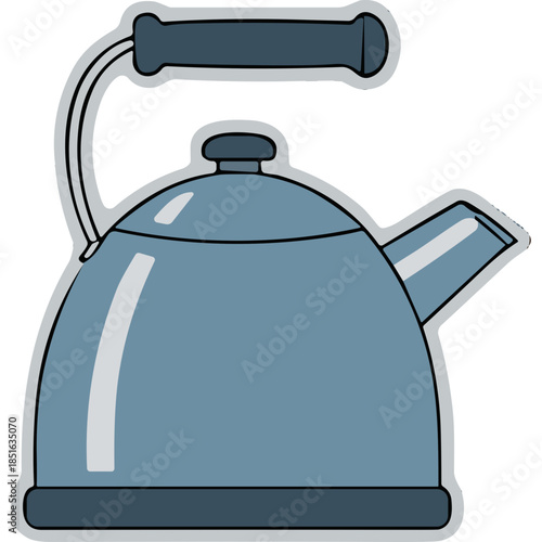 Simple Blue Teakettle Illustration