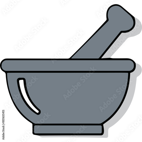 Simple Gray Mortar and Pestle Icon