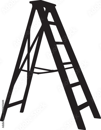 Ladder silhouette vector illustration standing on legs for stairs background