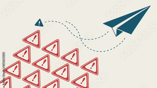 Paper plane avoiding obstacles and finding a new path.