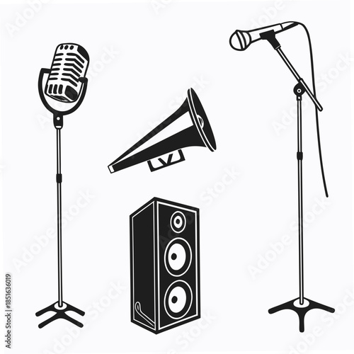 Vintage microphone and audio equipment