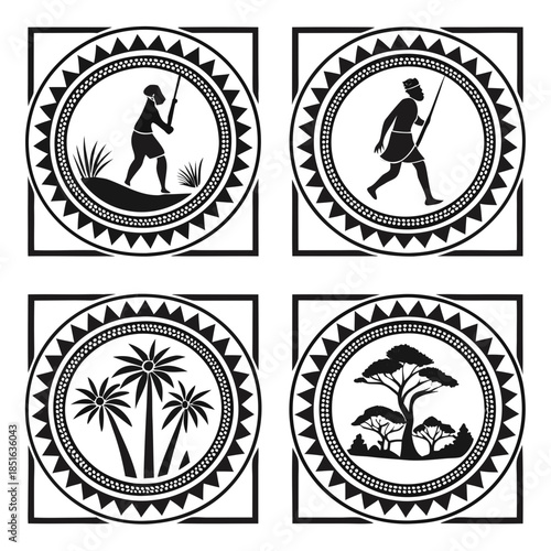 African tribal silhouettes