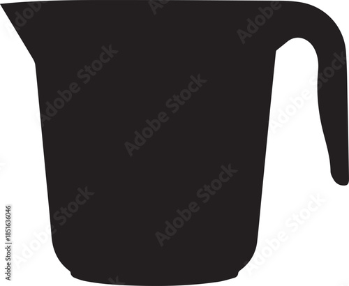 Black silhouette measuring cup liquid volume for cooking bake vector illustration