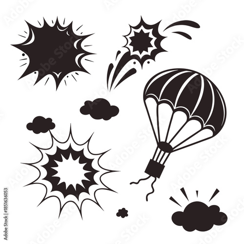 Explosive parachute silhouette