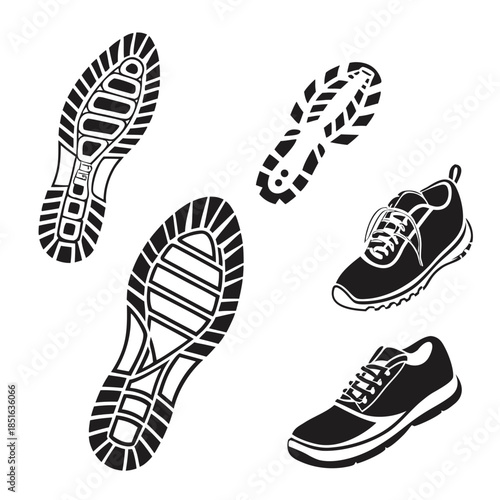 Shoe outsole patterns and footwear illustrations