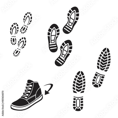 Shoe prints and footwear illustration
