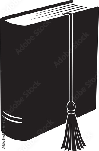 Black silhouette book with tassel study learning in school education vector