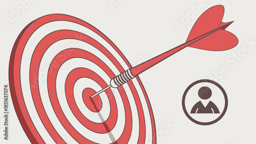 Target with dart hitting bullseye and user icon.