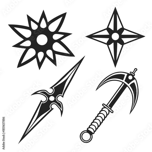 Collection of martial arts weapons