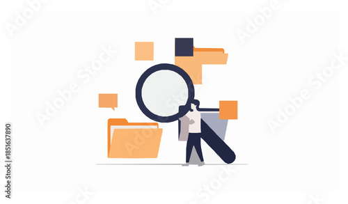 Minimal search research information concept vector illustration