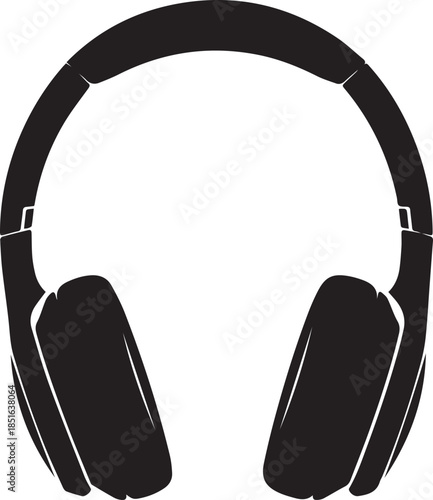 Silhouette of wireless headphones in flat design style for music vector