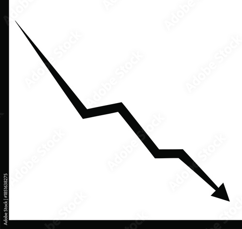 A jagged line graph trending downward on a white background