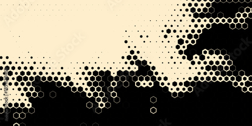 Hexagon Shapes Vector Abstract Geometric Technology Retrowave Sci-Fi Texture Isolated on Light Background. Halftone Hex Retro Simple Pattern
