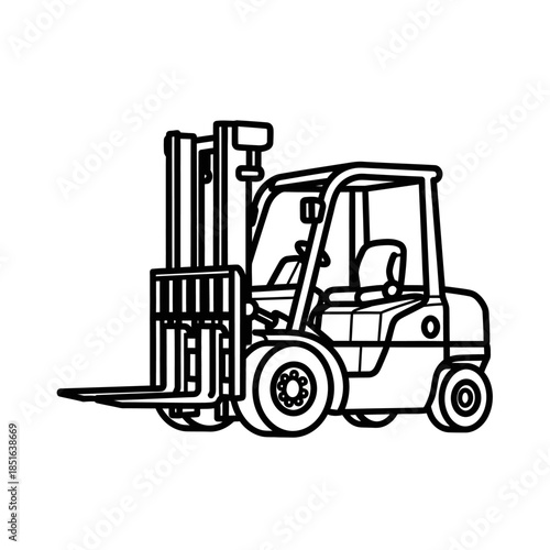 A detailed line drawing of a heavy duty forklift truck.