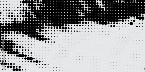 Abstract halftone monochrome dotted pattern on the top. Vector pop art illustration.