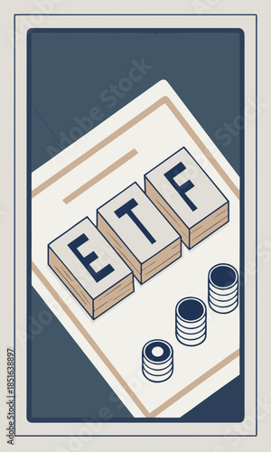 ETF Exchange Traded Fund Investment Concept Illustration.