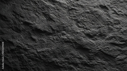 Close-up of a black textured surface resembling rough stone or rock with uneven granular appearance and depth variations