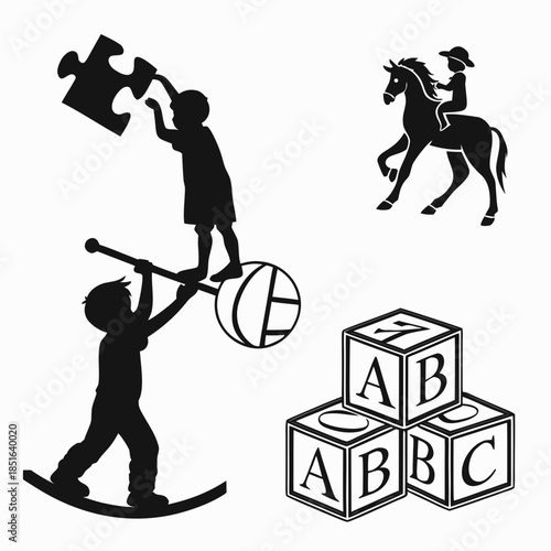 Children's playtime silhouettes