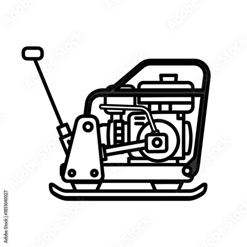 Vibratory Plate Compactor Machine Line Art Icon.