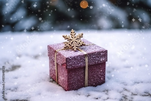Christmas background ornament snow winter gift and copy space concept by AI Generated