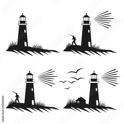 Silhouette of lighthouses