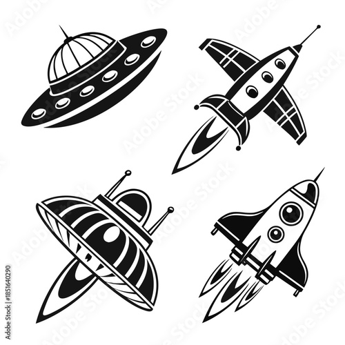 Retro spacecraft illustrations