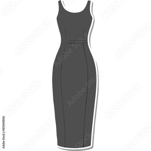 Sleek Dark Gray Sleeveless Pencil Dress