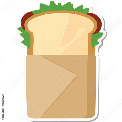 Simple Sandwich Illustration in Brown Paper Wrap